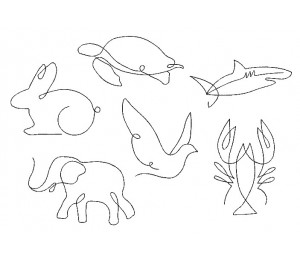 Stickserie - Tiere Line Art